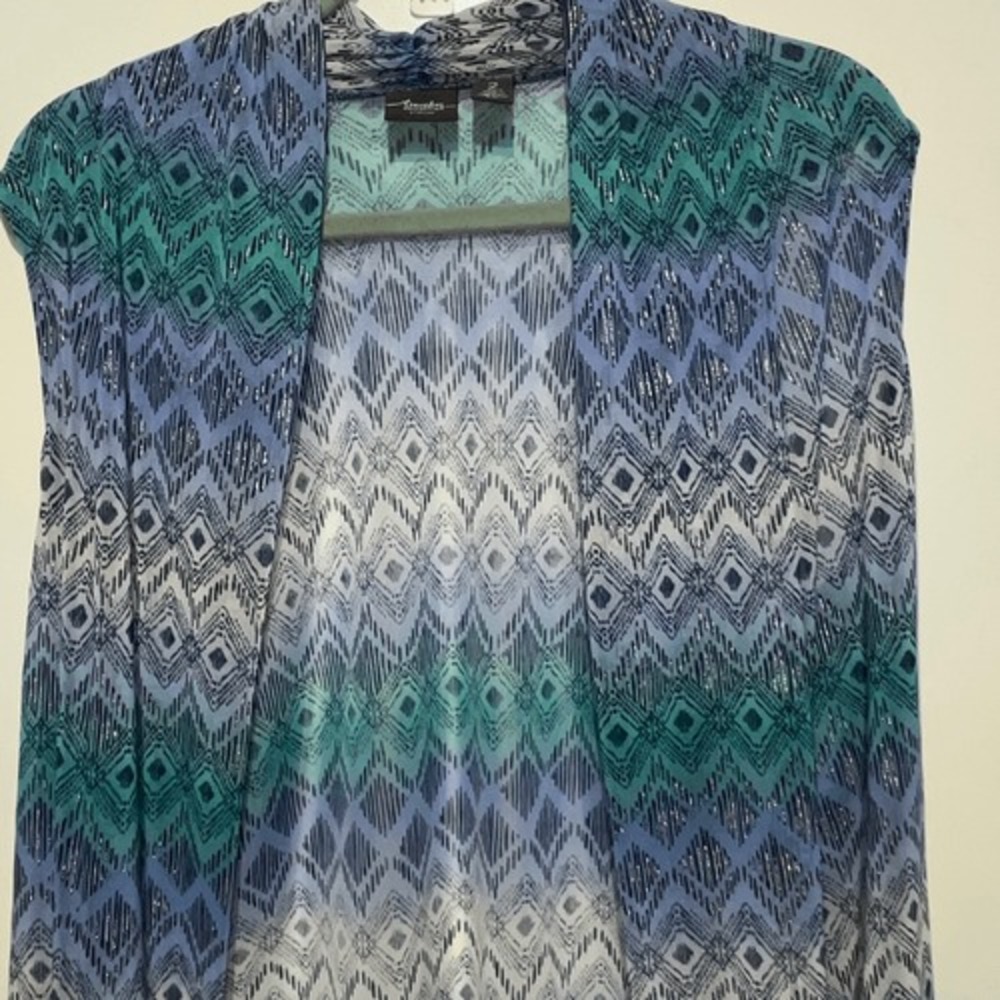 Travelers Collection by Chico's Women's Multicolor Chevron Cardigan Vest 2/Large - Picture 5 of 10